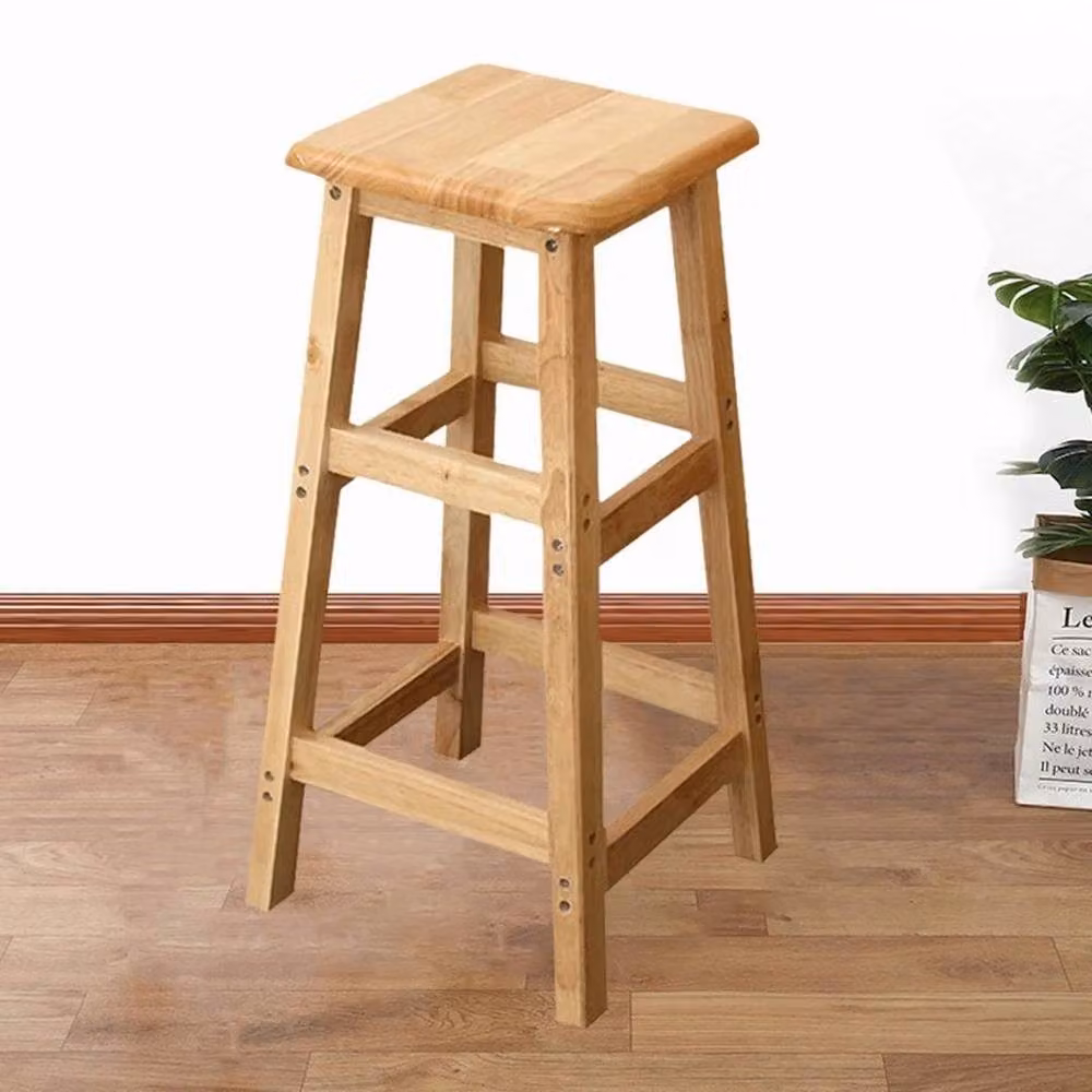 SPETLEK Natural Wood High Bar Stool in Brown, Height: 70 cm – 3