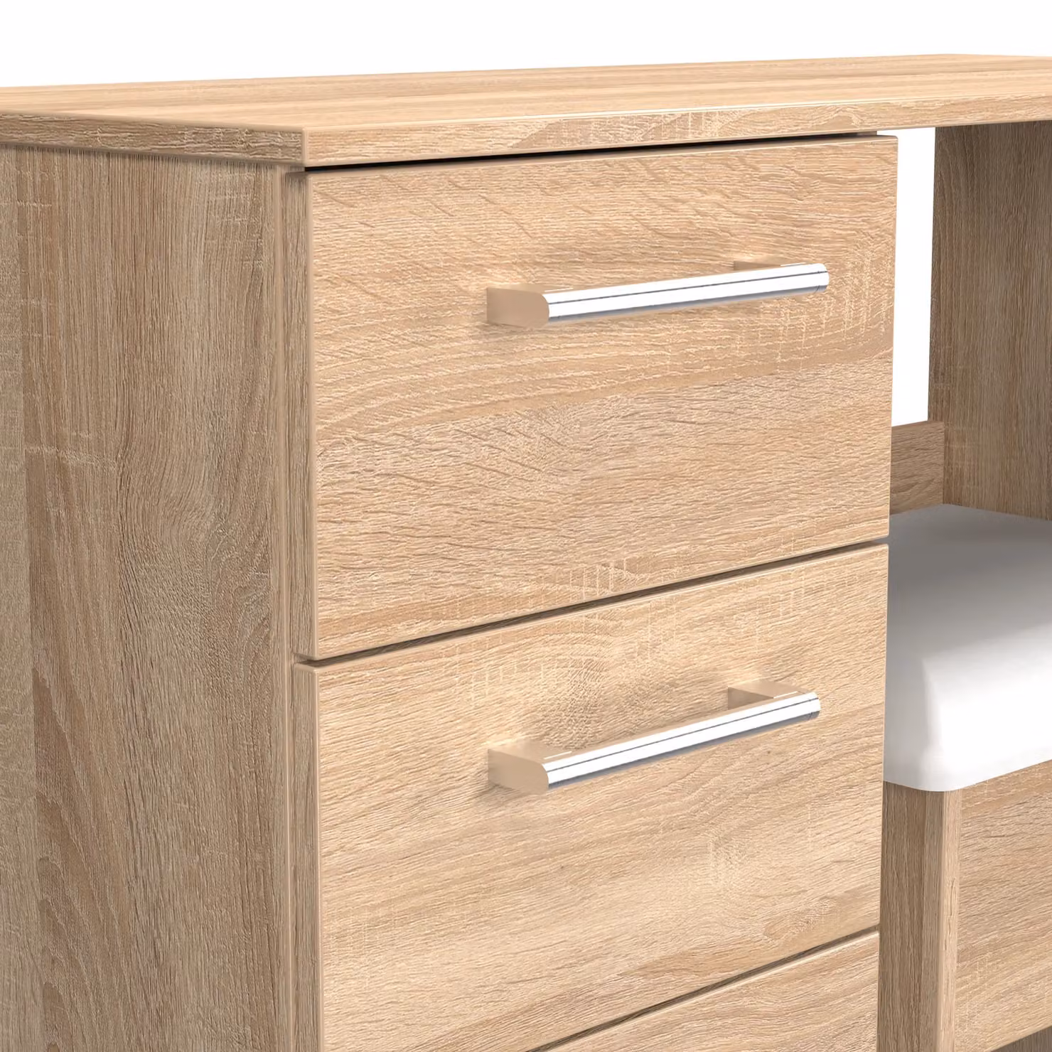 Ready Assembled 2 U Cornwall 2 Piece Bedroom Set featuring Vanity and Stool in Light Oak – 2