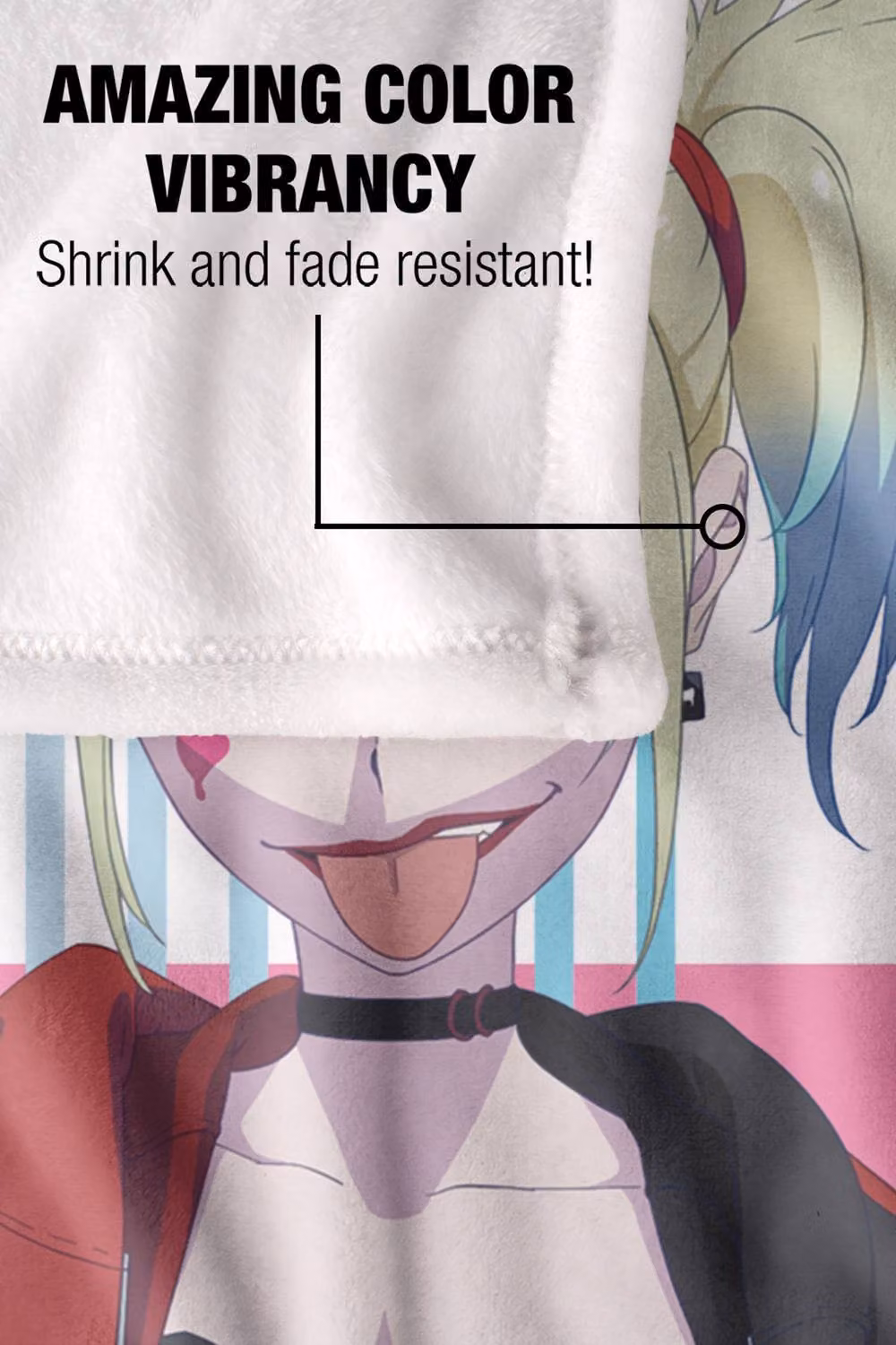 Warner Bros. Suicide Squad Isekai Harley Quinn Super Soft Fluffy Polyester Throw Blanket, Multicolour, Extra Large – 2