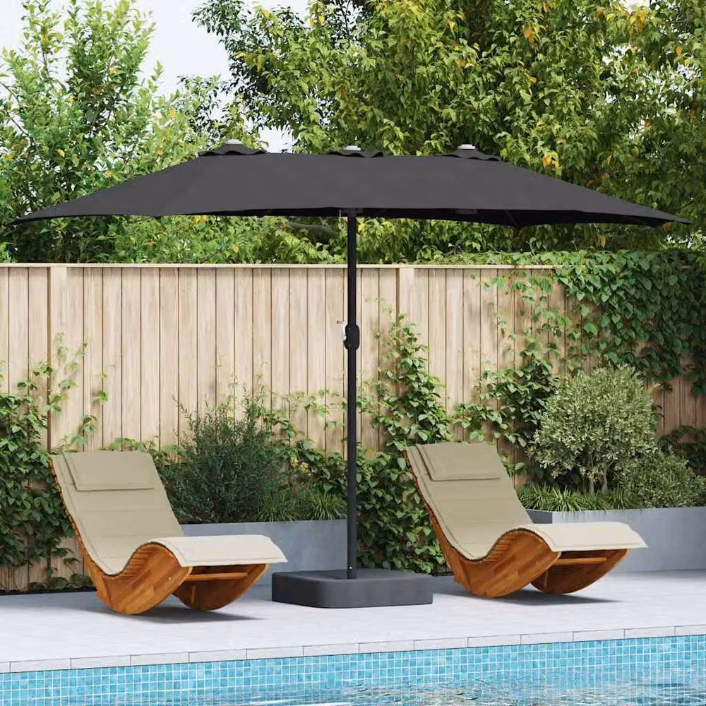 Berkfield Home Black Cantilever Folding Garden Parasol with Polyester Fabric, W/D/H: 385 x 209 x 244 cm – 2
