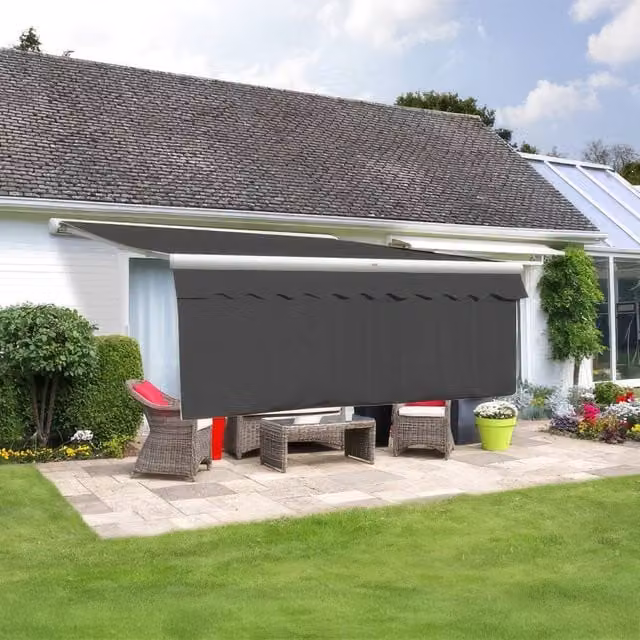 Primrose Awnings 4.5m Dropdown Front Valance in Charcoal Grey