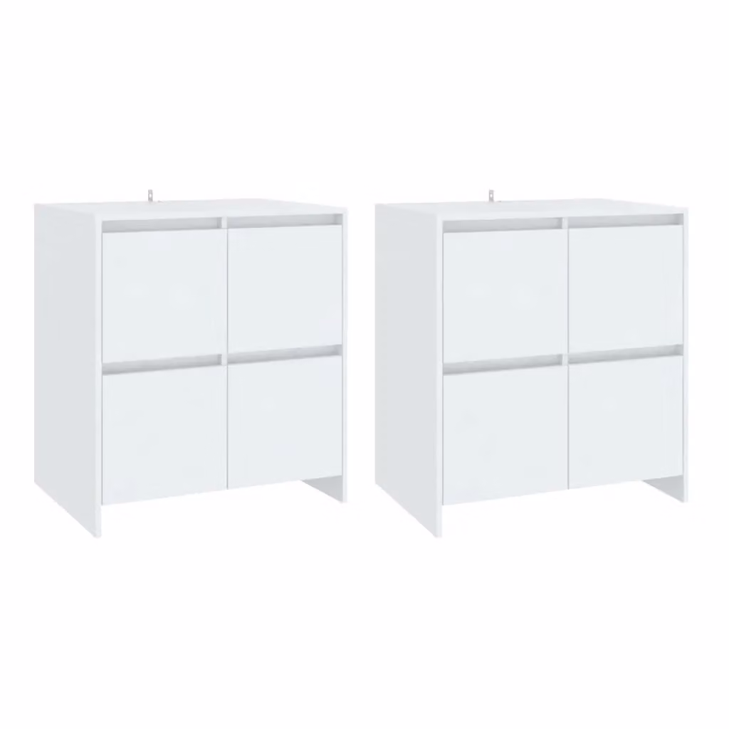 Berkfield Home Set of 2 White Minimalist Sideboards in Matt Engineered Wood W: 70 cm, D: 41 cm, H: 75 cm – 2