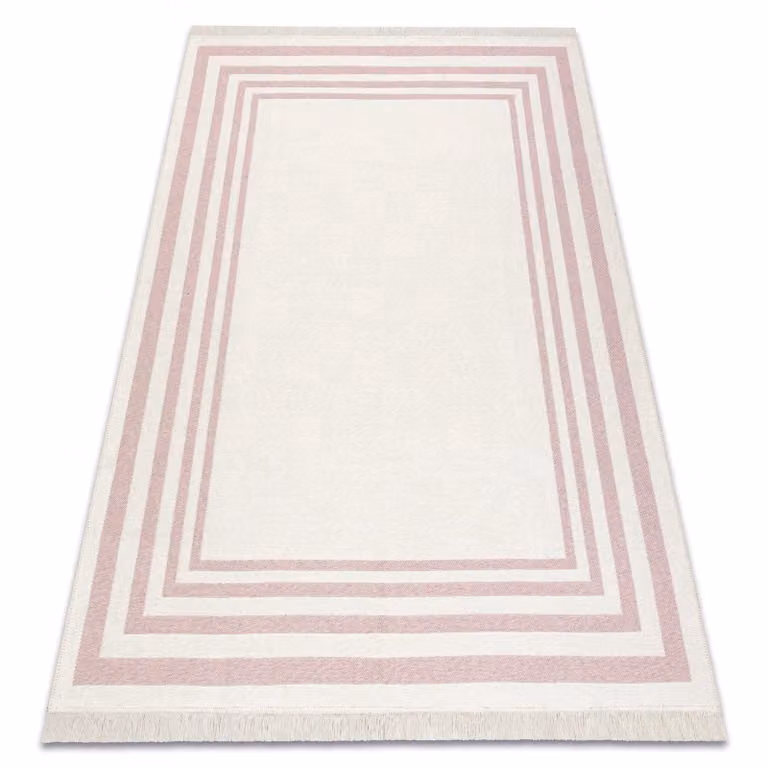 RugsX Twin Reversible Cotton Rug in Pink with Fringes, W: 80 cm, L: 300 cm