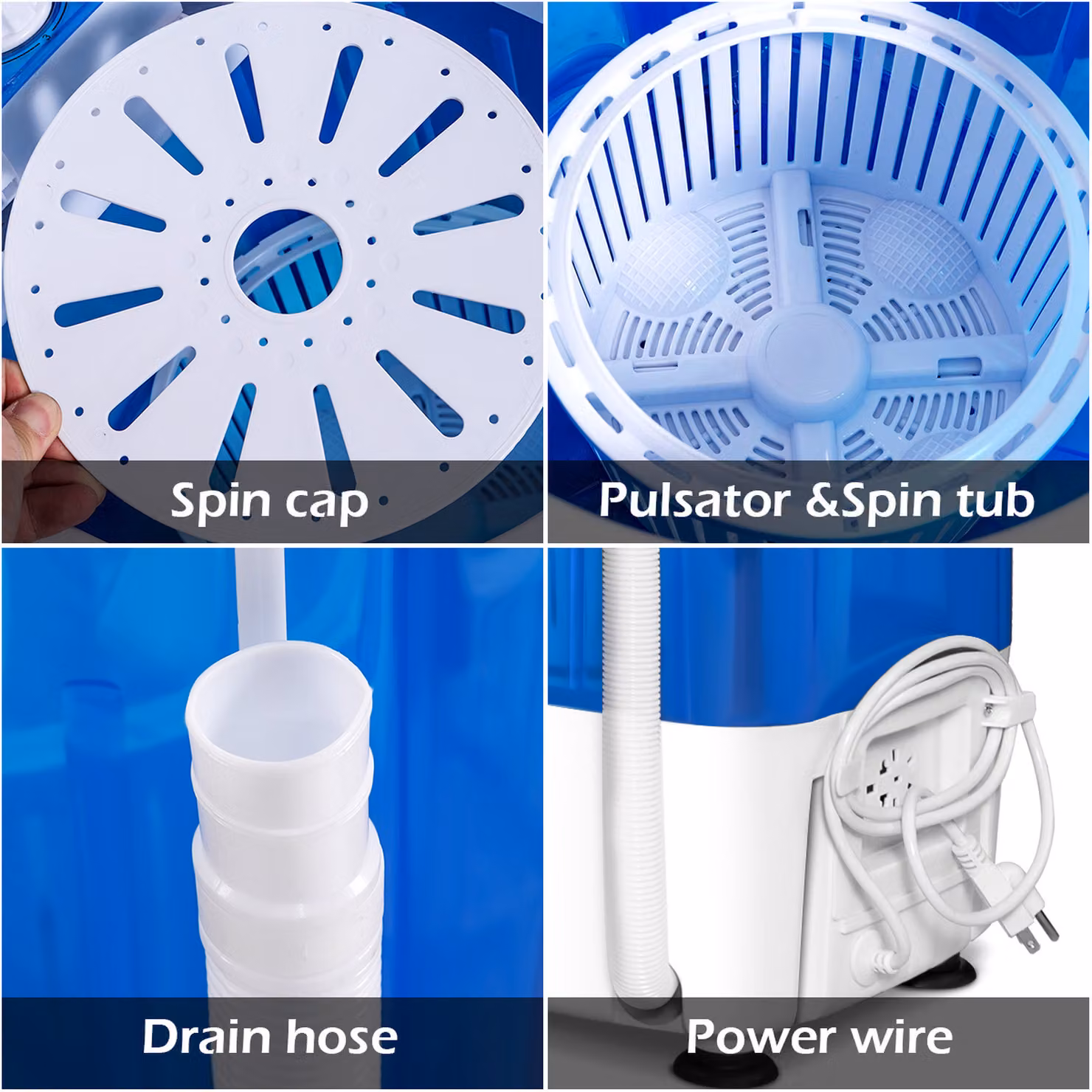 Costway Mini Single Tube Top Loader Washing Machine and Spin Dryer in Blue – 2