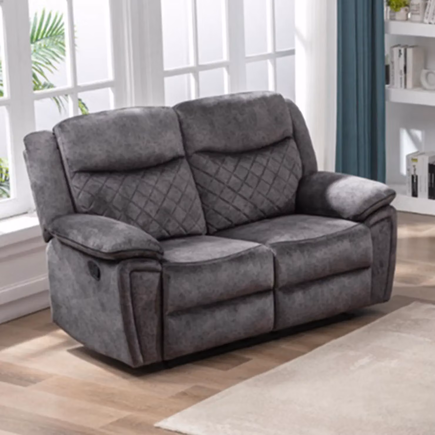 Furnishings For Less UK Brianna Grey Fabric Manual Reclining Sofa Suite with 3 Seater and 2 Seater Sofas – 2