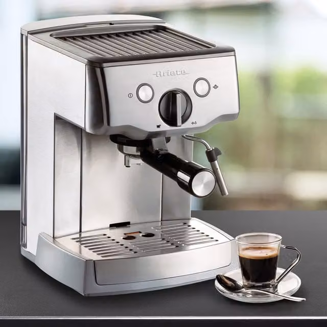 Ariete Stainless Steel Metal Espresso Coffee Maker in Silver and Grey