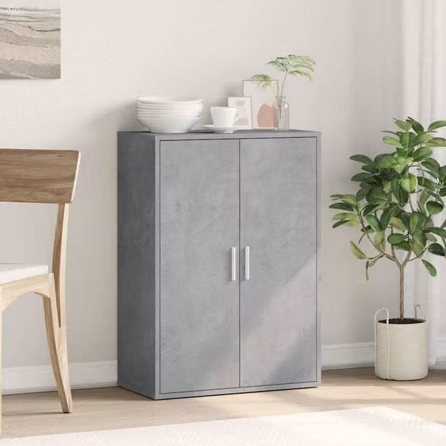 Berkfield Home Sideboard in Concrete Grey, Modern MDF Design, W/D/H: 60 x 31 x 84 cm
