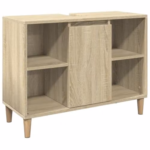vidaXL Modern Brown Bathroom Cabinet with Hinged Doors and Internal Shelves, W/D/H: 80 x 33 x 60 cm