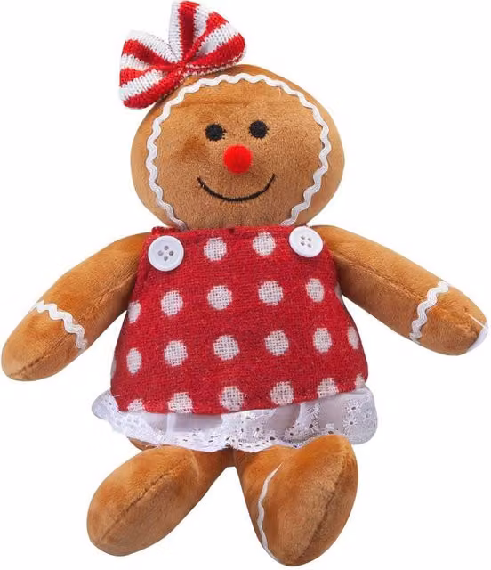 VFM e-Store Christmas Gingerbread Woman Tabletop Decoration, Red, White and Multicolour, H: 19 cm, W: 18 cm