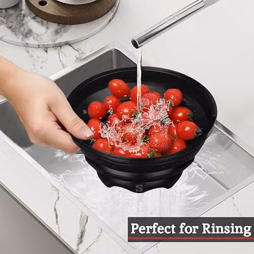 Orsina Collapsible Silicone Colander and Steamer in Black – 2