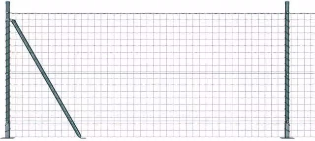 Berkfield Home Euro Fence with 7 Flanged Posts, Galvanised Steel, Green, 0.8 x 10 m – 1