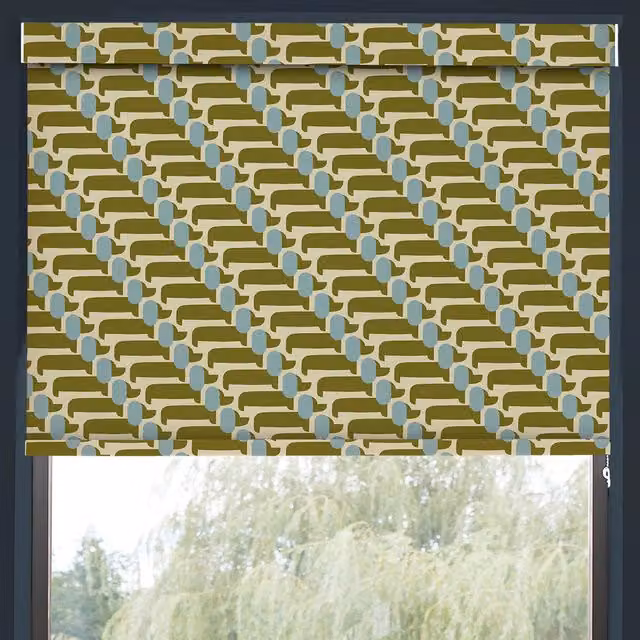 Orla Kiely Dog Show Made to Measure Blackout Roller Blind in Seagrass