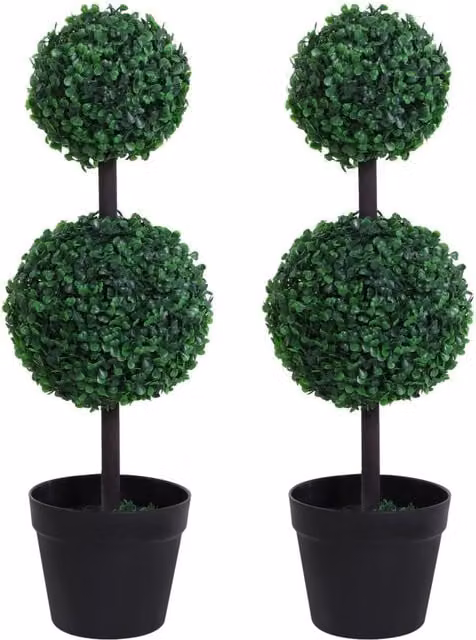 Dyzi Artificial Round Boxwood Ball Topiary Tree Set in Green