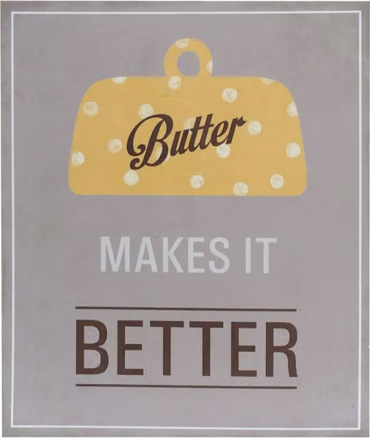 Maison by Premier Butter Makes It Better Retro Typography Wall Plaque in Grey Wood