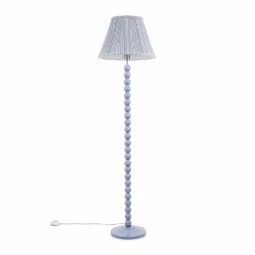 ValueLights Bobbin Blue Floor Lamp with Fabric Pleated Shade – 1