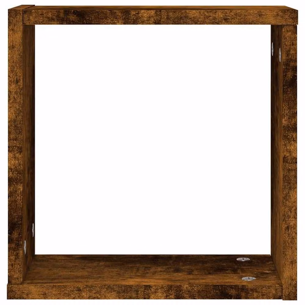 Berkfield Home Wall Mounted Cube Shelves, 2 Pack, Smoked Oak Brown, W/D/H: 30 x 15 x 30 cm – 4