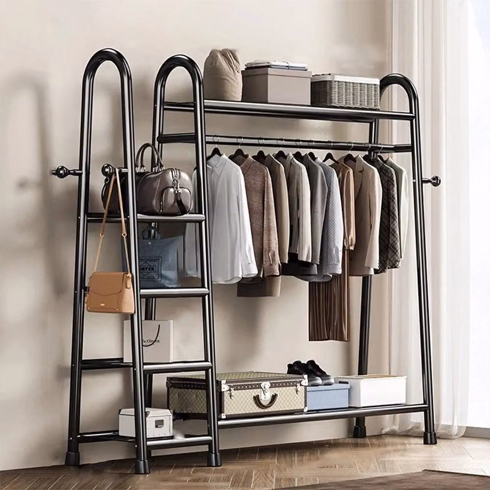 SPETLEK Black Double Clothes Rail Garment Hanging Rack and Open Wardrobe – 3