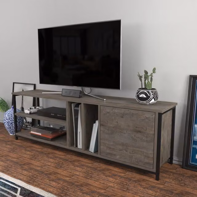 Decorotika Oneida Minimalist TV Unit in Grey and Black