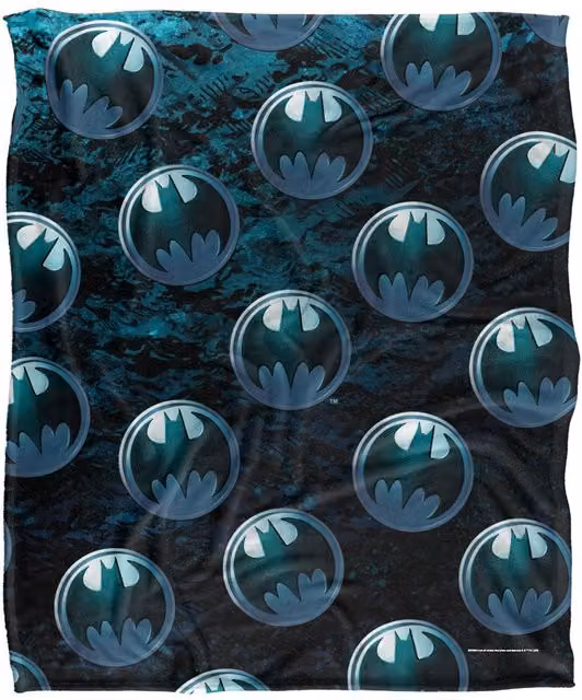Batman Bat Logo Pattern Super Soft Silky Touch Throw Blanket in White, W/D: 152 x 127 cm