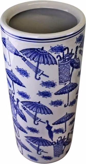 Four Candle Vintage Blue and White Floral Umbrella Stand