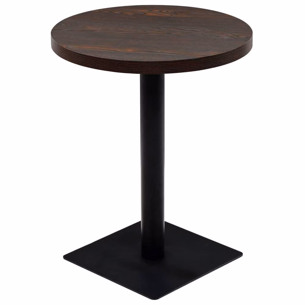 Berkfield Home Bistro Table in Dark Ash Brown, Round MDF and Steel, W: 60 cm, H: 75 cm – 2