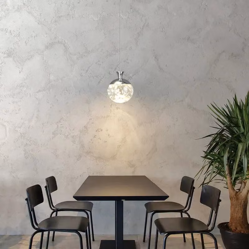 Garwarm 1 LED Single Pendant Light in Chrome with Transparent Glass Sphere – 2