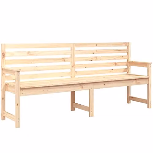 vidaXL Scandinavian Garden Bench in Brown Solid Pine Wood, W/D/H: 203.5 x 48 x 91.5 cm