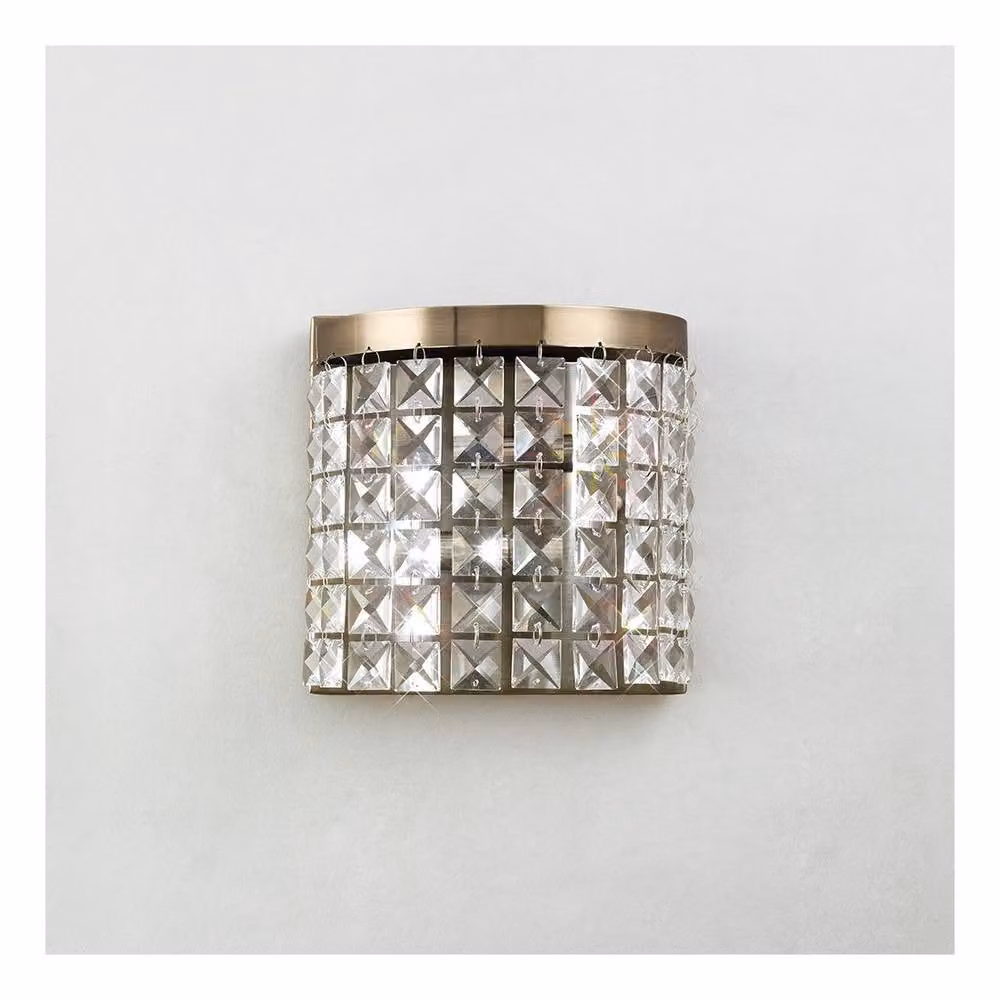 Netlighting Cortina 2-Light Wall Lamp in Antique Brass and Bronze with Crystal Details – 2