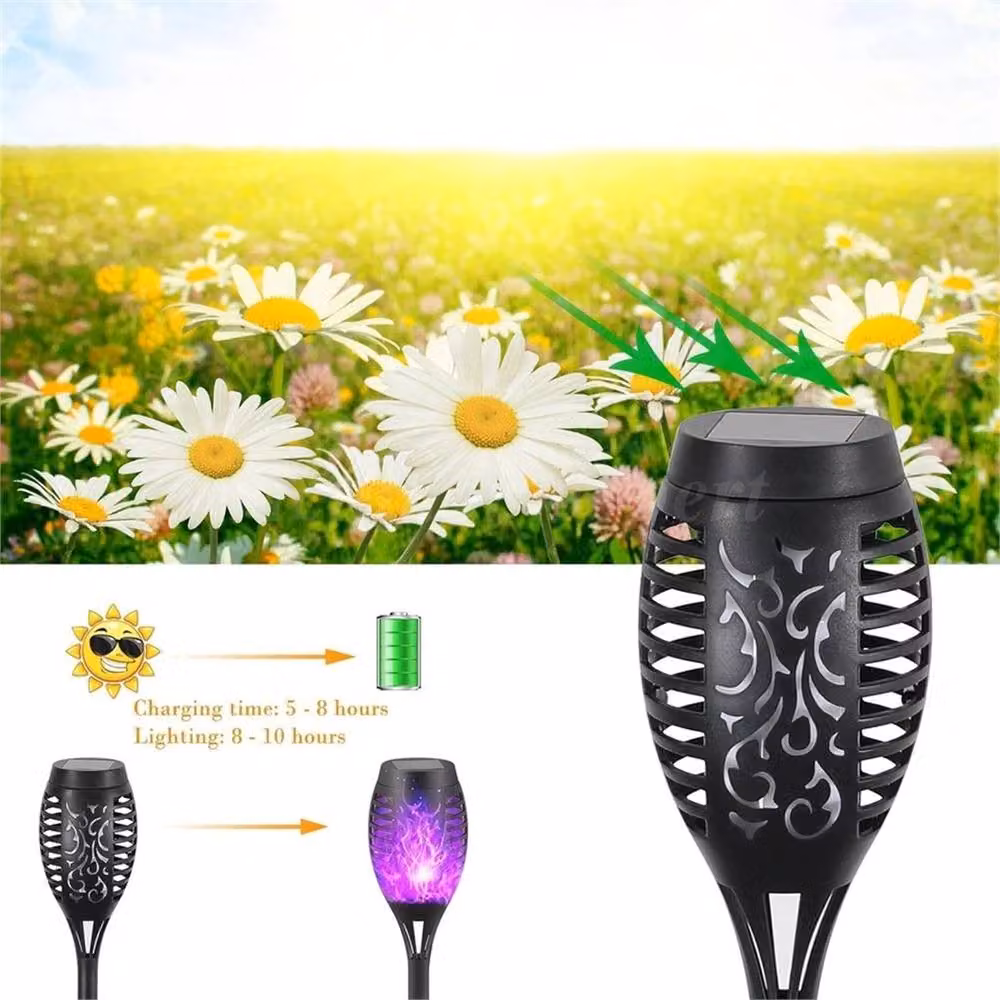 Nordara 8 Pack Multicolour Flame Effect Solar LED Stake Lights in Black – 4