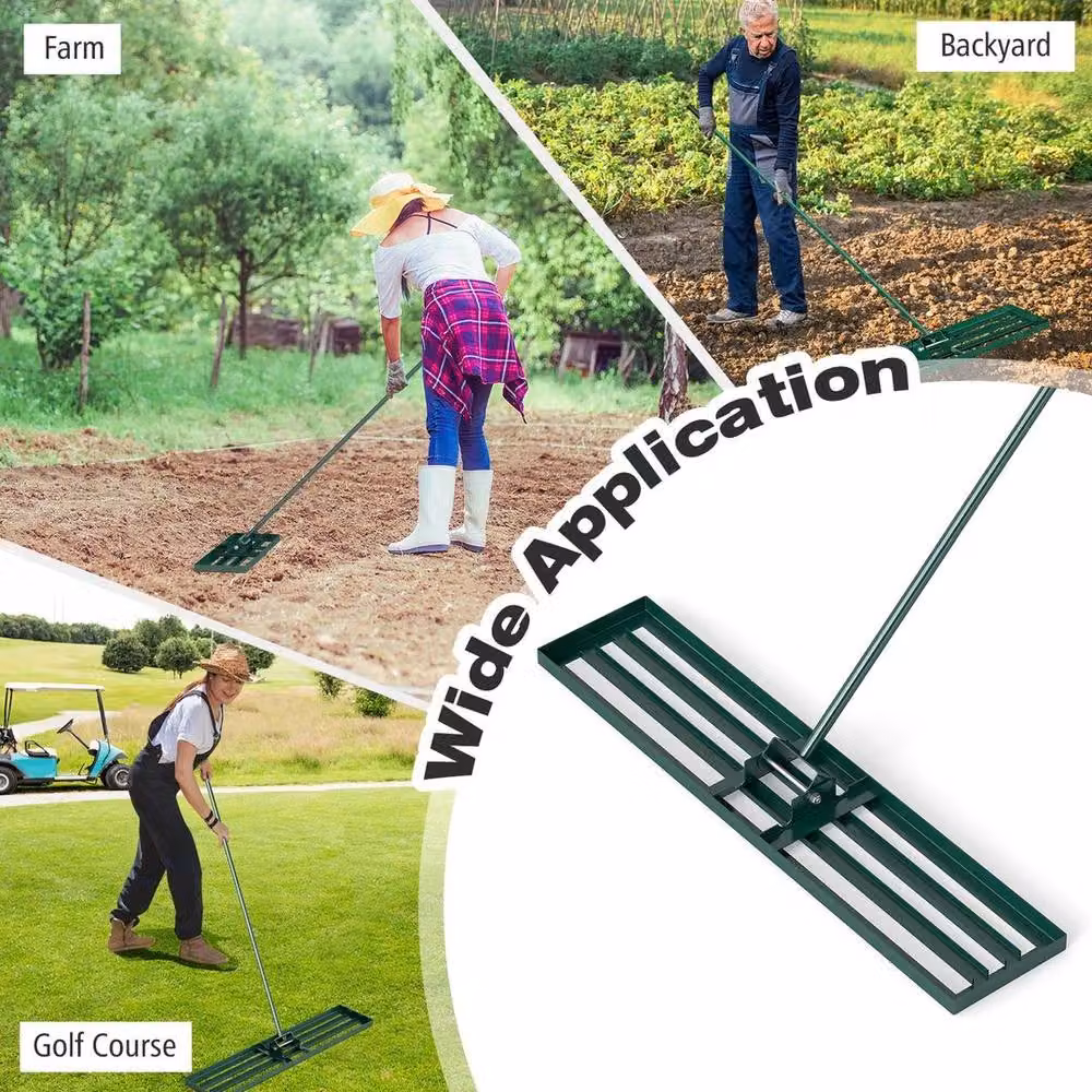 Kelvenix Heavy Duty Lawn Leveling Rake in Green, W: 117 cm, D: 25 cm – 3