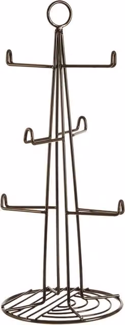 Premier Vertex 6 Cup Metal Mug Tree with Anti-Slip Base, Black