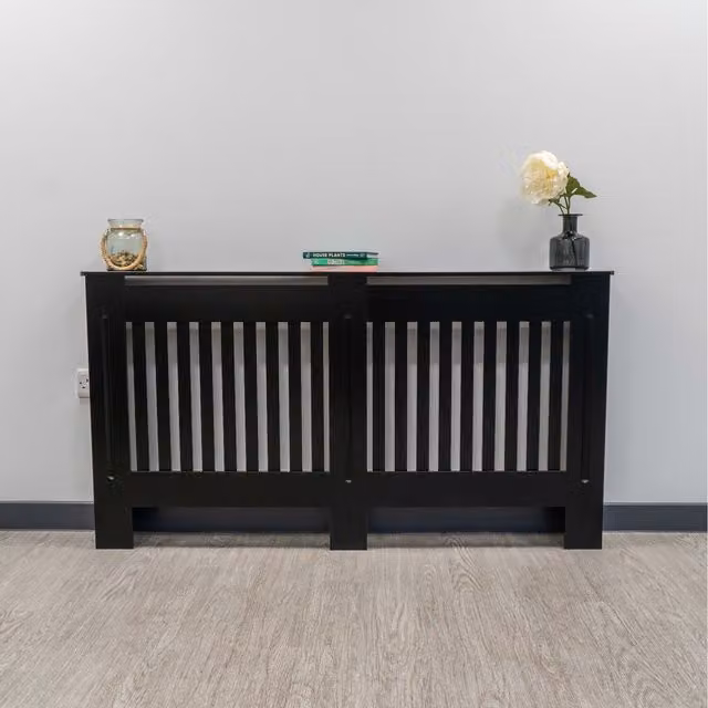 Jack Stonehouse Modern Striped MDF Vertical Line Radiator Cover in Matt Black