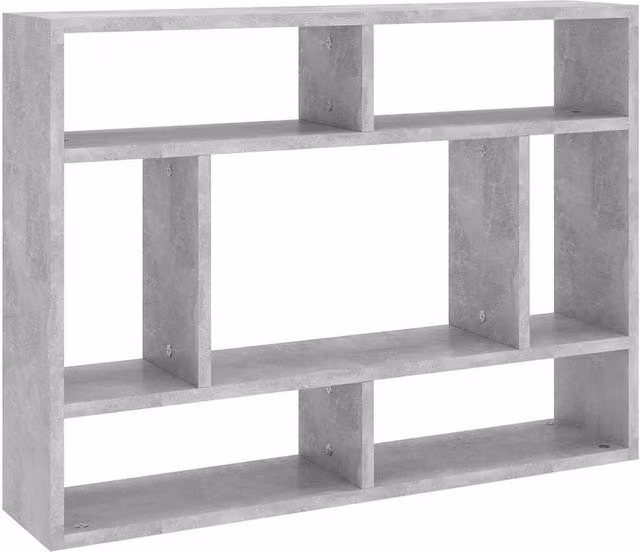 Berkfield Home Wall Mounted Concrete Grey MDF Shelf W/D/H: 75 x 16 x 55 cm