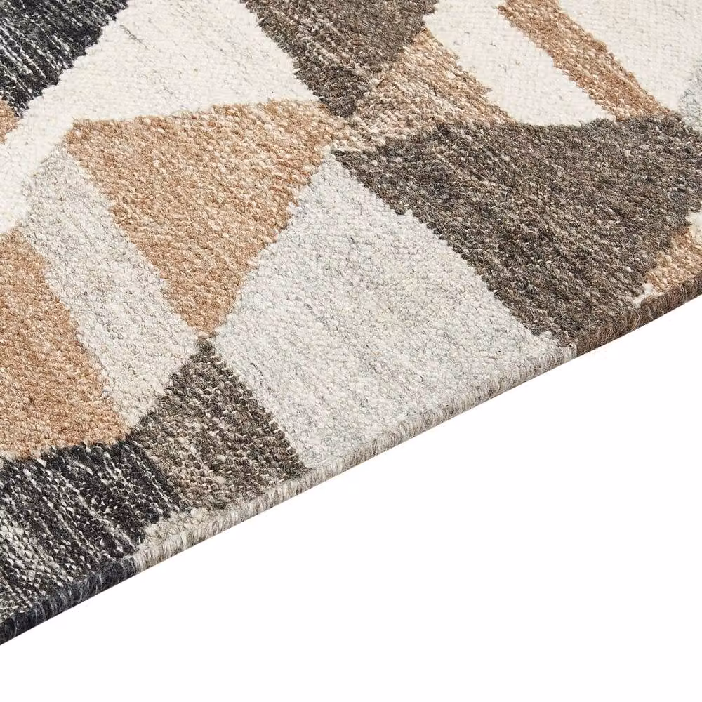 Wyld and Coco Multicolour Boho Kilim Rug, Wool and Cotton Flat Weave with Fringes, W: 80 cm, L: 150 cm – 3