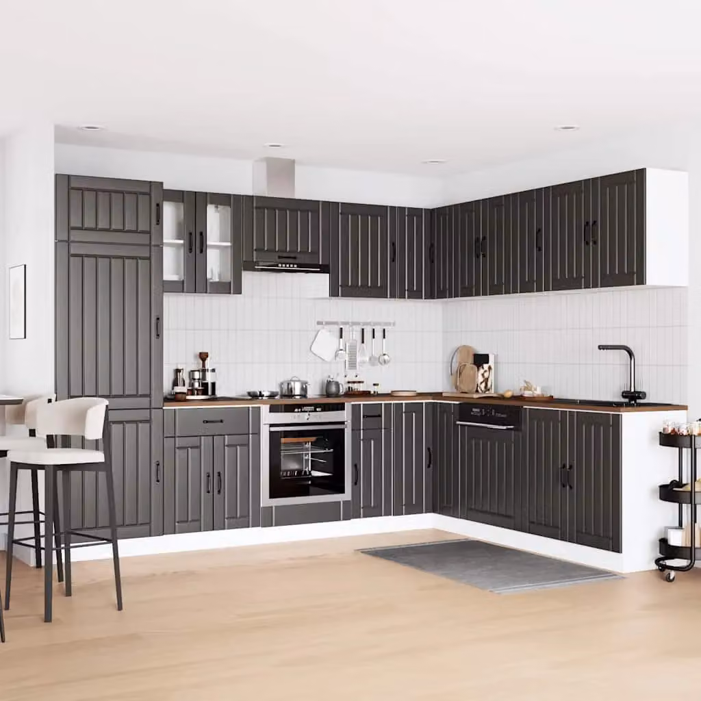 Berkfield Home Lucca 14 Piece Modern Black Matt Kitchen Cabinet Set in Engineered Wood – 2
