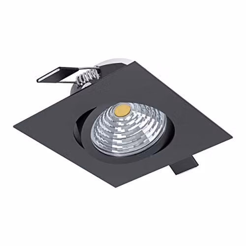 Loops Square Wall and Ceiling Flush Downlight, Black Aluminium, 6W Built-in LED, 2700K Warm White