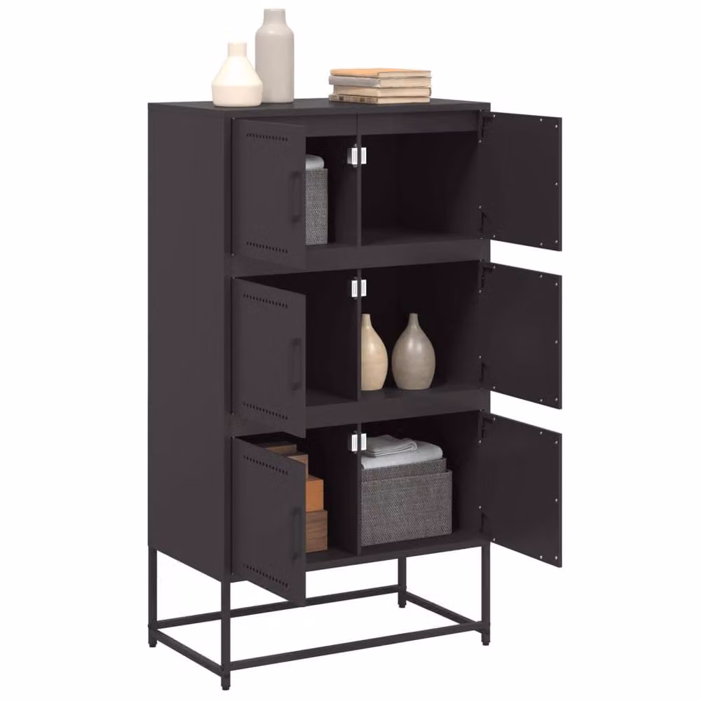 Berkfield Home Industrial Metal Sideboard in Matt Black, W/D/H: 68.5 x 38.5 x 123.5 cm – 4