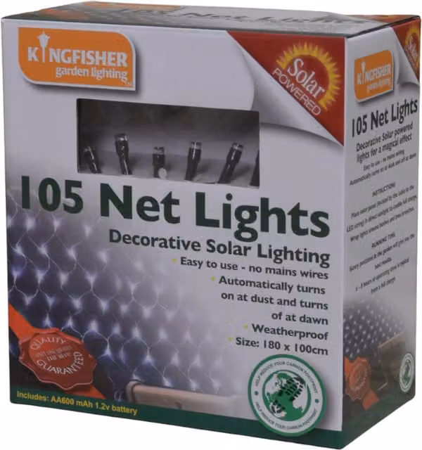 Samuel Alexander 105 Solar Powered LED Garden Net Lights in White with Dusk Sensor