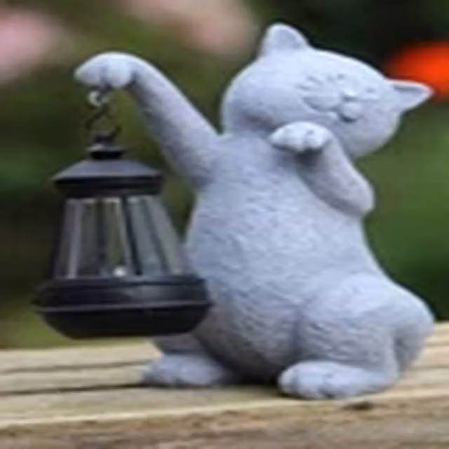 EONLION Multicolour Cat Solar Light Ornament Resin Garden Decor, H 24.5 cm x W 12.0 cm x D 12.0 cm – 1
