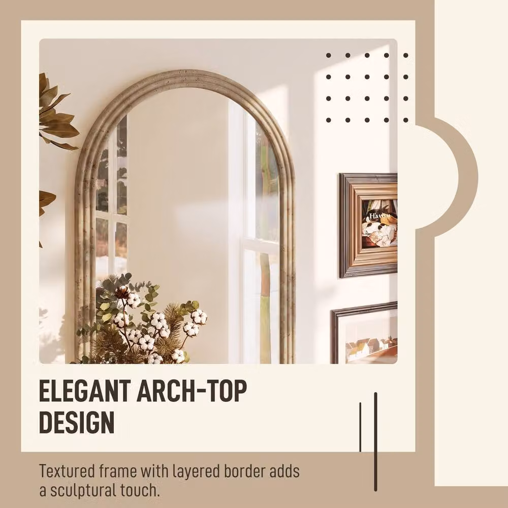 HOMCOM Modern Oval Wall-Mounted Glass Mirror in Brown, W: 50 cm, H: 70 cm – 3