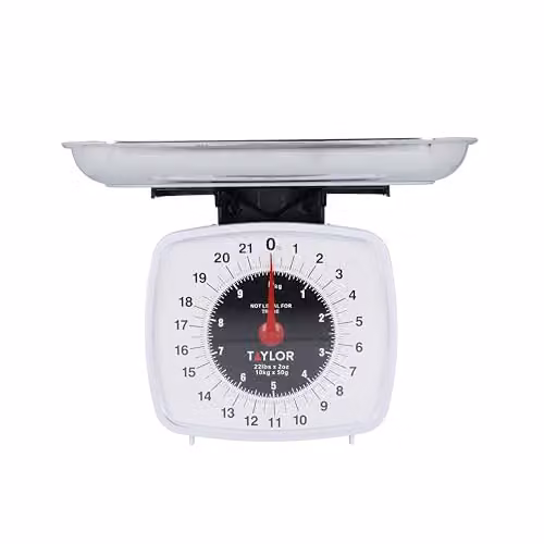 Taylor Digital Kitchen Food Scale with Unit Conversion, 10kg Capacity, White and Silver