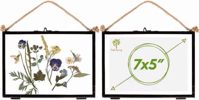 Nicola Spring Set of 2 Industrial Metal Hanging Photo Frames, Black, Rectangular, Wall Mounted with Rope