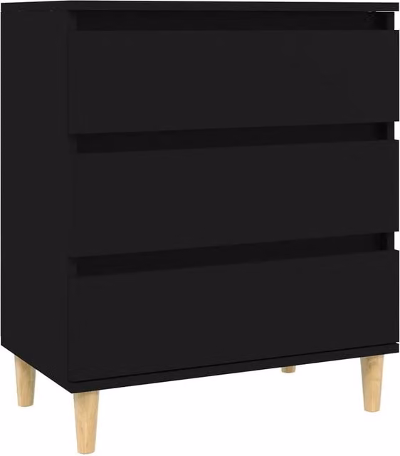 Berkfield Home Black Matt Sideboard in Engineered Wood W/D/H: 60 x 35 x 70 cm