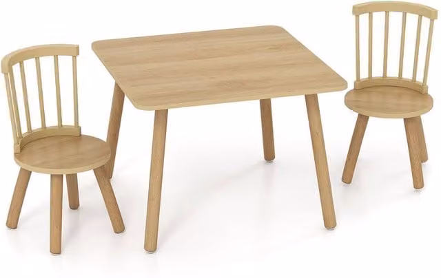 Kelvenix Brown Wooden Childrens Activity Table and Chair Set