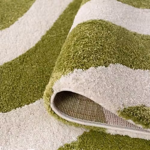 THE RUGS Joli Modern Striped Area Rug in Green and White, W/D/H: 170 x 120 x 2 cm – 4
