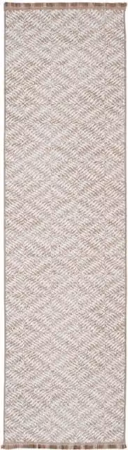 The Rug House Brown and Beige Diamond Fringed Scandinavian Rectangular Rug with High-Low Effect, Width: 240 cm