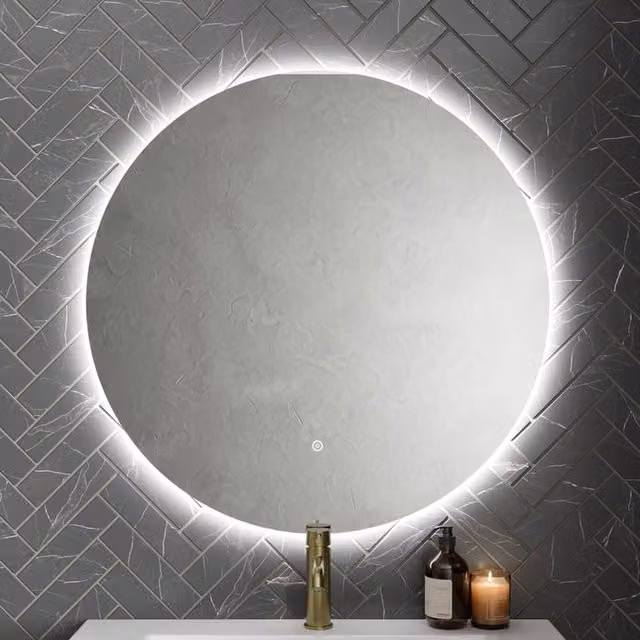 Bathwell Round Backlit LED Mirror with Demister and Touch Switch in Silver