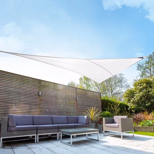 Kookaburra Waterproof Right Angle Triangle Sun Shade Sail, Polar White, W: 6 m, D: 4.2 m, UPF 50