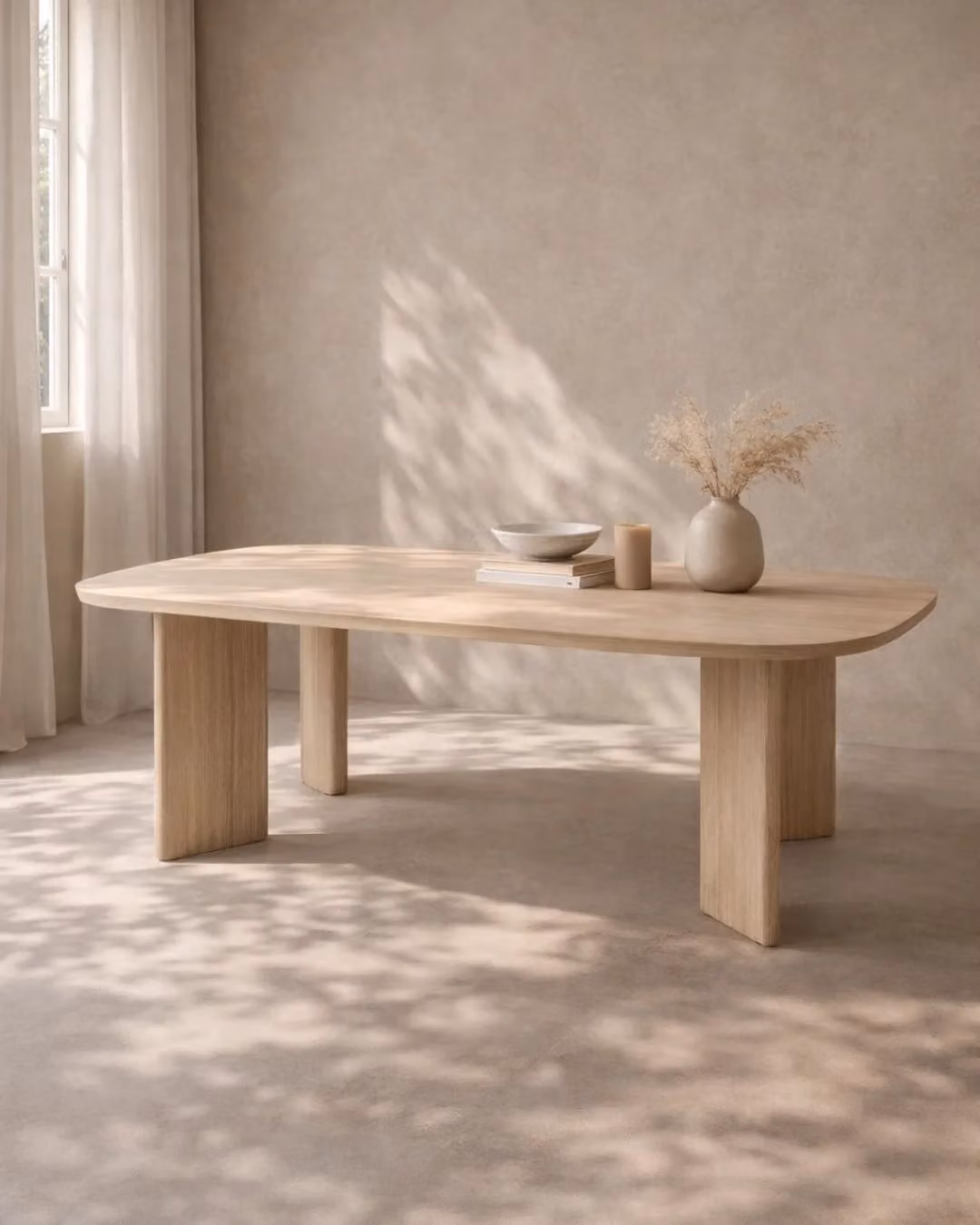 Tommy Franks Vasto 215 Oval Dining Table in Oak, White and Beige, W/D/H: 215 x 110 x 75 cm
