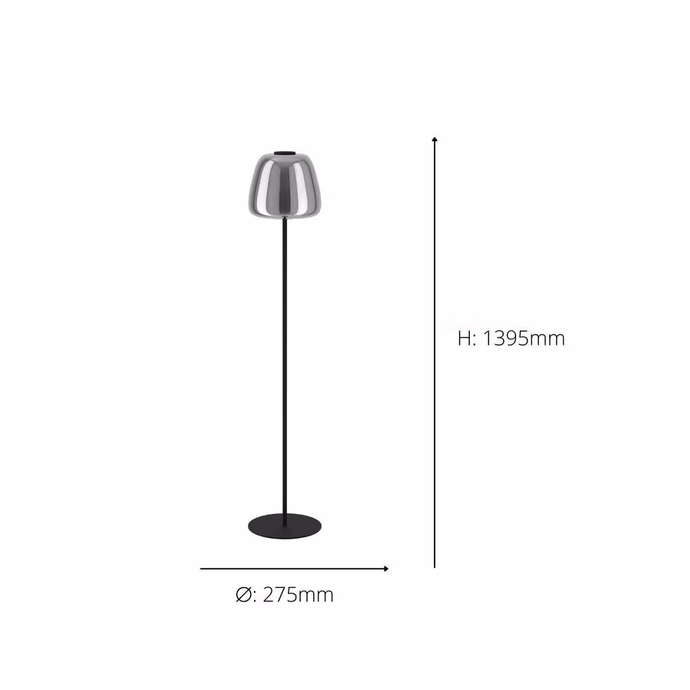 Eglo Alfero-Z Smart Control Floor Lamp in Black and Chrome with Dimmable LED and Remote Control – 3